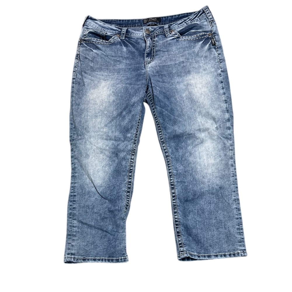 Silver cropped Women's Blue Jeans‎
